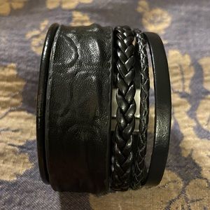 Saachi leather bracelet. Black with magnetic clasp. NWOT